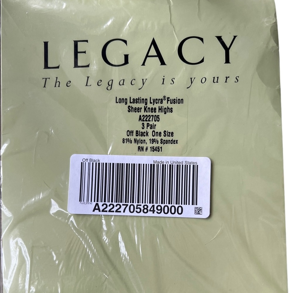 Legacy Sheer Knee Highs off Black 3 pair in pack